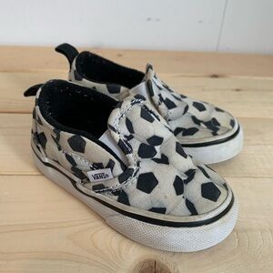 Vans Toddler Slip-On Soccer Print Shoes - Black & White-Toddler Size 5